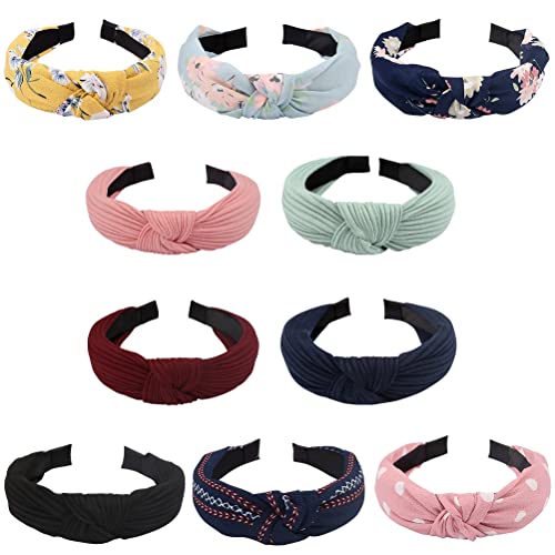TOBATOBA 10 Pack Women Headbands Wide Knotted Head