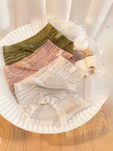 Awinclo Womens Lace Satin Panties Ladies Stretchy Lace Panties Soft Underpants Hipster Briefs 6 pcs set Multicolored-1 Small - Image 3