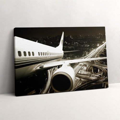 Tableau photo sur toile avion et ville pour sublimer le design de votre salon