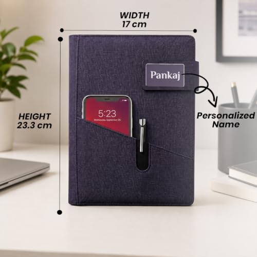 Image of Giftana Personalized Diary with Name, Personalized Office Planner Notebook Diary with Magnetic Lock, Corporate Gifts for Employee (Black)