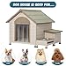 Zefvkip Outdoor fir Wood Dog House with an Open roof Ideal for Small to Medium Dogs. with Storage Box, Elevated Feeding Station with 2 Bowls. Weatherproof Asphalt roof and Treated Wood.