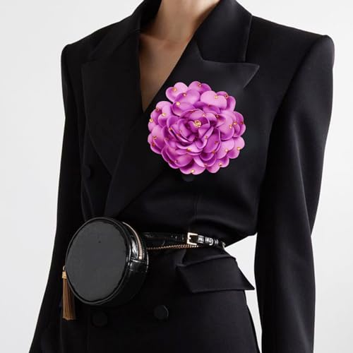 Image of CSIYANJRY99 Dainty Feather & Rose Flower Large Brooch Lapel Pins Delicate Elegant Handmade Flower Brooches Pin Classic for Wedding Party Dance Banquet for Women Dress Suit Ceremony Clothes Accessories Jewelry Valentine's Day Gifts