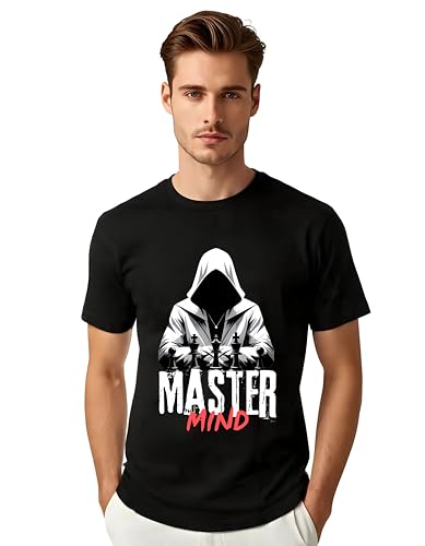 Image of Mastermind Printed T-Shirt for Men | 180 GSM Cotton Blend Men's Tshirt | Regular Fit Half Sleeve Round Neck Printed t-Shirt | Graphic T-Shirt for Men