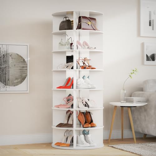 Amazon.com: Hoyula Spinning Shoe Rack, 7 Tier Rotating Shoe Rack Tower ...