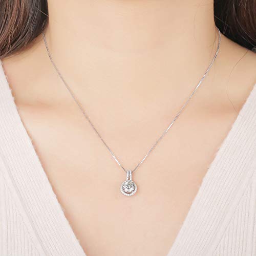 Conjunto de joyas de plata 925 con anillo y collar redondo de circonitas para mujer 3