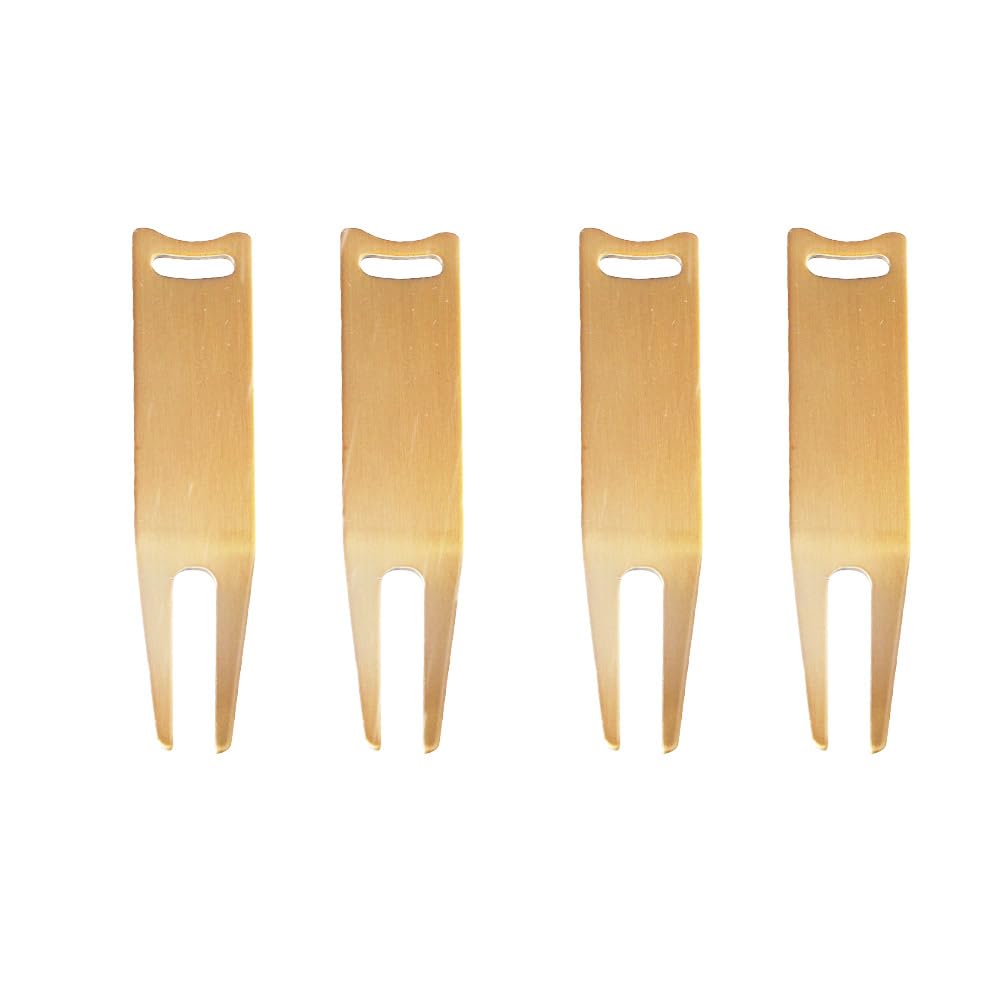 Pokinge 4pcs Golf Divot Repair Tool,Metal Bending Golf Forks Curved Golf Green Divot Fork Golf Pitch Fork Course Grass Maintenance Golf Accessories