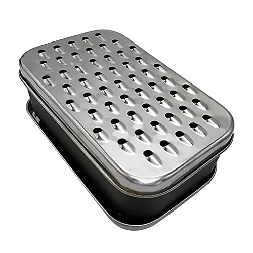 Rallador de queso con recipiente de ahorro de alimentos, picador de frutas y verduras, caja rectangular de acero inoxidable y rallador de queso de acero inoxidable