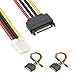 GELRHONR 4 Pin Floppy a SATA a 15 Pin,Cavo di alimentazione maschio SATA da 6 pollici a 4 pin a 15 pin per unità floppy, scheda di estensione USB3.0, confezione IDE-2PACK