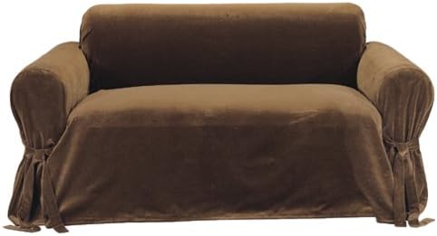 Classic Slipcovers Solid Velvet Loveseat Slipcover, Tan
