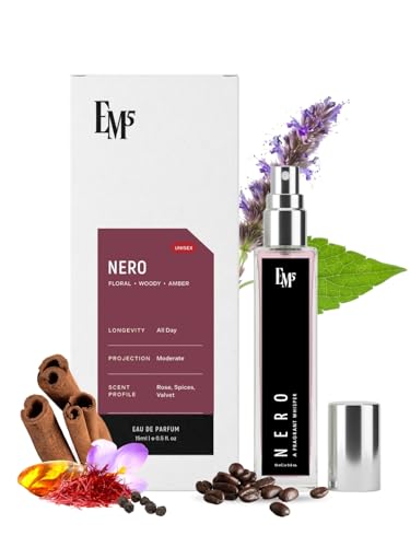 Image of EM5 Nero Unisex Perfume for Men & Women | Spicy Rose Woody Fragrance | Eau De Parfum Spray | Luxury Gift for Men /Women | 15 ml
