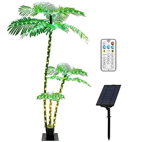 JREWDOIN Artificial Solar Palm Trees for Outside Patio, Light Up