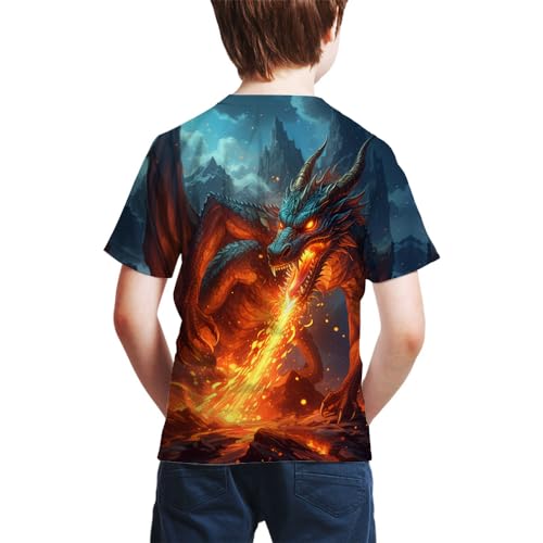 Kids Print 3D Dragon Tees Shirts for Youth Boys Girls 4-14 Years2