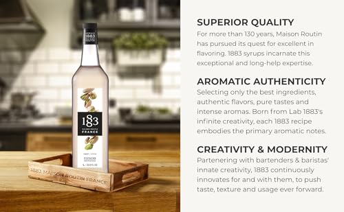 Image of 1883 Pistachio Syrup for Drinks, Made in France, 1 Liter Glass Bottle