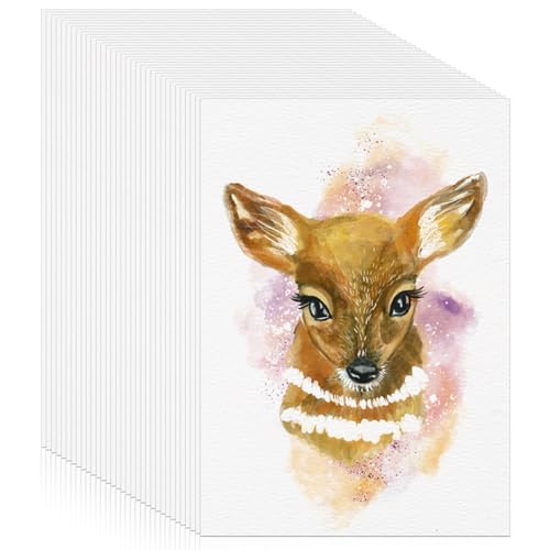 120 hojas de papel de acuarela a granel, papel de prensa en frío de 140 libras/300 g/m², papel de acuarela blanco para niños, estudiantes, adultos, artistas, dibujos, tarjetas de regalo de San