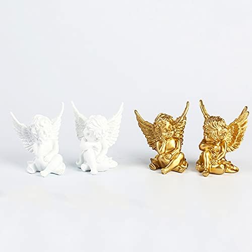 Fairy Ornaments Grave Decorationscherub Resin Statue Sculpture Decorative Baby Angel Figure Garden Miniature White 2pcs