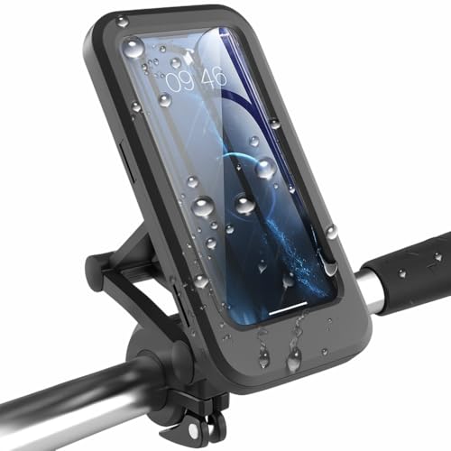 Globly Soporte para móvil Impermeable para Bicicleta y Moto | Soporte Universal con Funda táctil y rotación 360°
