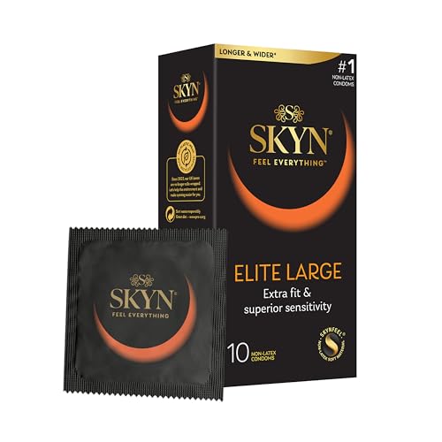 SKYN Elite Large (Pack of 10): Large Latex Free Condoms for Men SKYNFEEL Technology Smooth Surface Lubricated Longer and Wider 56mm Nominal Width
