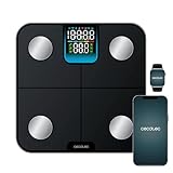 Cecotec Intelligente Personenwaage mit App Surface Precision HealthySmart, Bluetooth und 25 Parametern, Größe 28 x 28 cm, LCD-Display, maximale Kapazität 180 kg, batteriebetrieben