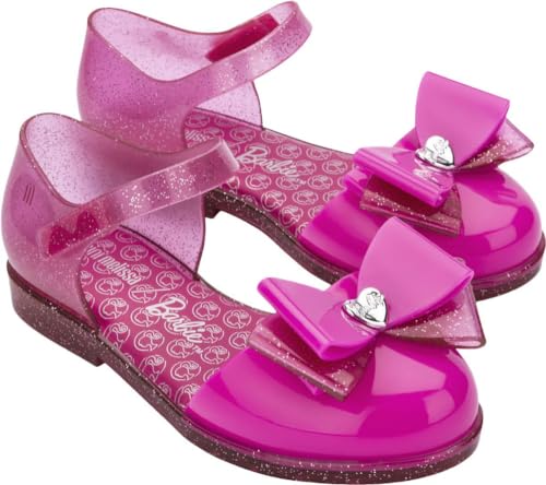 mini melissa Amy x Barbie Girl's Sandals for Kids, Glitter Pink, 4 - Main Image