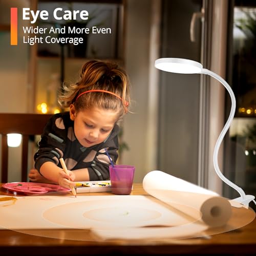 Image of iFalarila 61 LED Desk Lamp with Night Light Clip Lamp with 1 Hour Timer and USB Charger, Reading Lamp with 5M Remote Control for Book /Work /Bed /Table