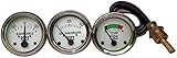 Minneapolis Moline Temp, Oil Pr, Ampere Gauge Set- G,R,U,Z,335,400,445, 500, 600 in Chrome Bezel