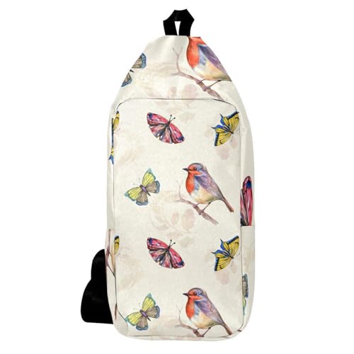 Sac à dos aquarelle papillon et oiseau sac à bandoulière de voyage mixte