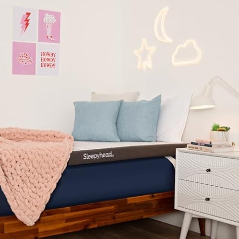 Sleepyhead Gel Infused Mattress Topper Twin, Thick, Cooling Memory Foam Mattress Topper, Washable Cover, College Dorm Room Essential, 3'' Gel Mattress Pad, 38x75 inches