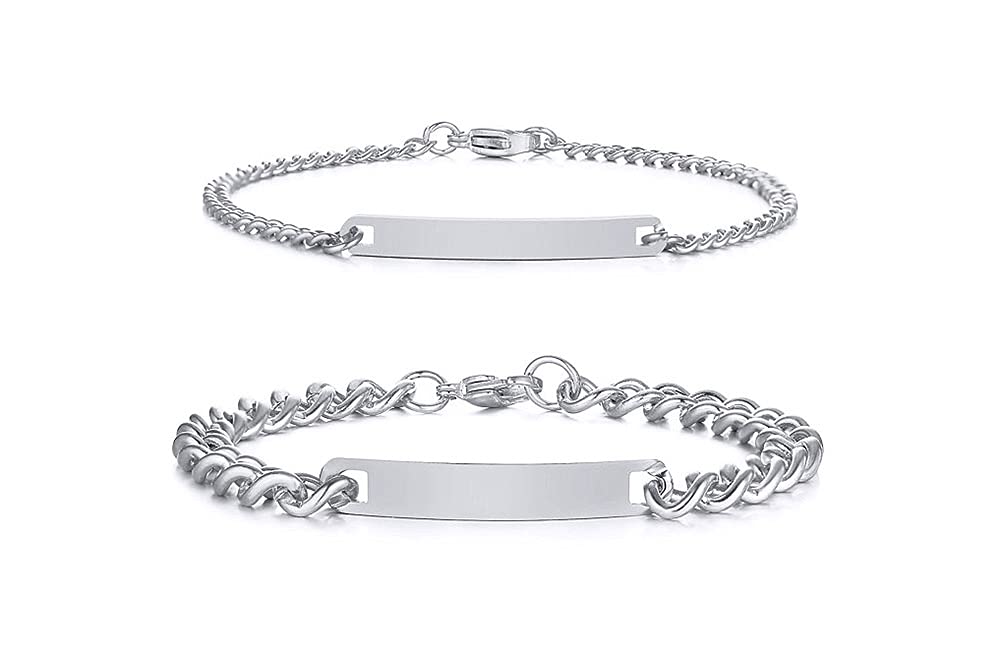 VNOX Customizable Bracelets Link Bracelets Personalized Engraved Couple Bracelets BFF Brother Sisters Bracelets Family Bracelets