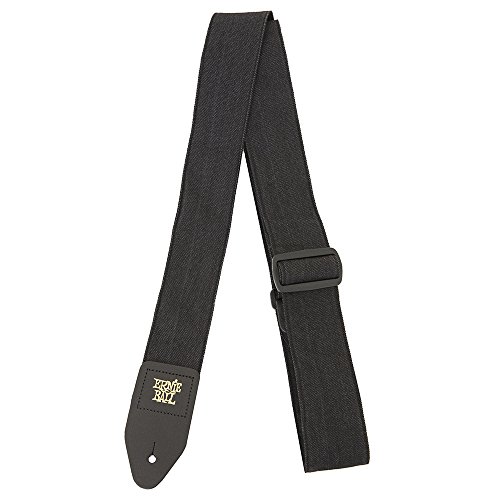 Ernie Ball Sangle de guitare en jean, noir décoloré - Les Beatles, Paul McCartney, John Lennon, RIngo Starr, George Harrison Ernie Ball Sangle de guitare en jean, noir décoloré
