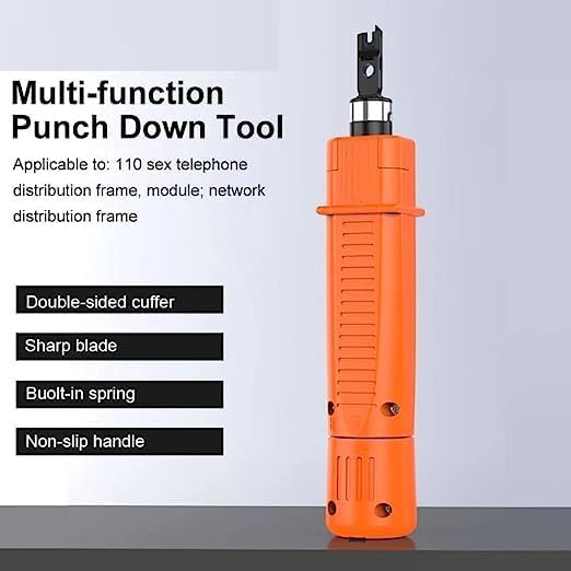 Image of Punch Down Tool RJ45 | Impact Tool | Multifunctional Wire stripper Cutter Tool Ethernet Punching Tool For All Types Of 110 Mdules For CAT5 /6, CAT5E /6E Network Cables (Pack Of 1)