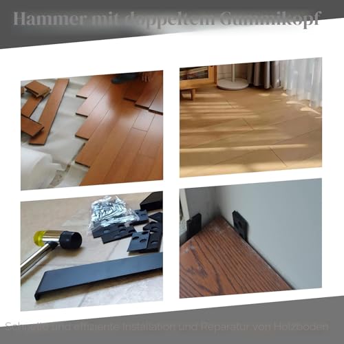 Fippy Vinylboden Verlegeset, 45 tlg. Laminatfußboden Verlegeset Kit inkl. 40 Montagekeile, Schlagklotz, Zugstange, Doppelseitiger Hammer, Schaum Kniepolster