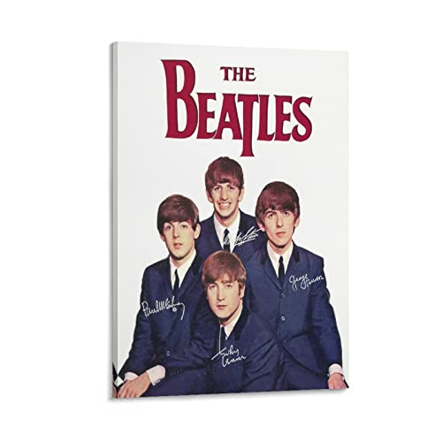 YUHINN Poster décoratif avec autographe The Beatles – Impression sur toile – Pour chambre à coucher – 40 x 60 cm - Les Beatles, Paul McCartney, John Lennon, RIngo Starr, George Harrison YUHINN Poster décoratif avec autographe The Beatles - Impression sur toile - Pour chambre à coucher - 40 x 60 cm