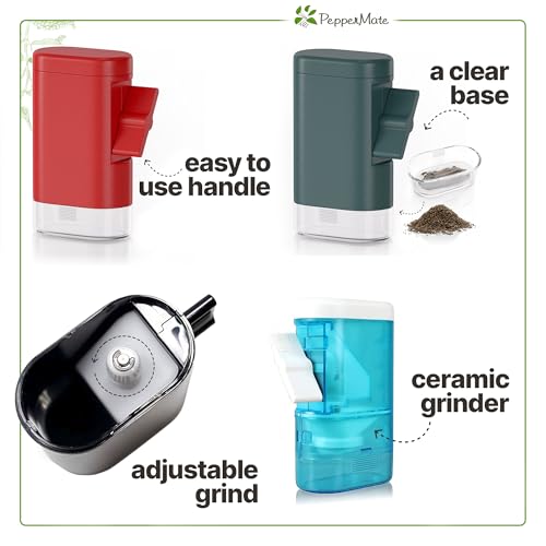 Traditional Pepper Grinder Mill - Manual, High-Efficiency Salt and Pepper Grinder Set - Durable, Adjustable Coarseness Pepper Mill Grinder - Easy to Use(Aqua)