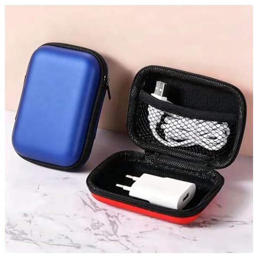 Mini Portable Travel Cable Storage Bag, Compact Zipper Electronic Organizer Pouch with Mesh Pocket, Small Tech Accessory Case for Chargers USB Cords, Sapphire Blue