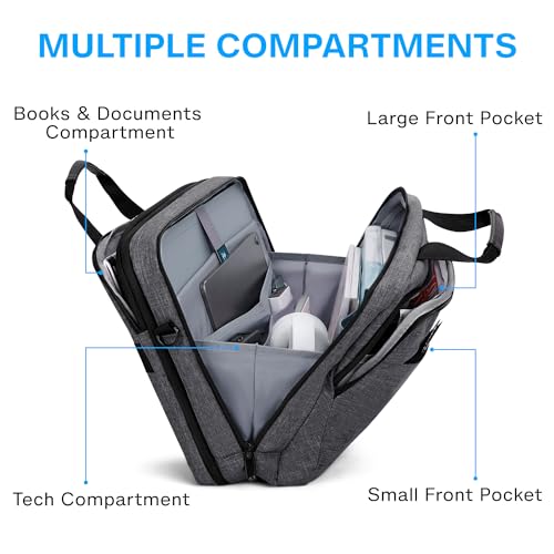 Image of BAGSMART 17.3 Inch Laptop Bag Expandable Computer Bag Briefcase, Dark Grey | Men Women Laptop Shoulder Bag,Work Bag Business Travel Office