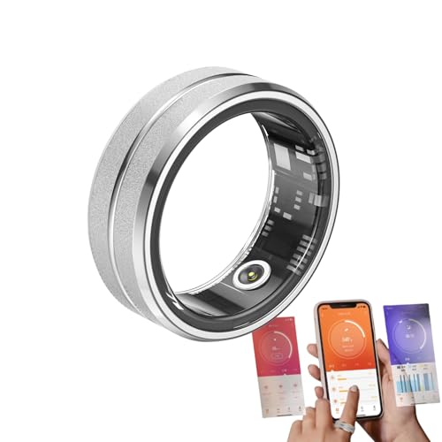Smart Ring Fitness Tracker Ring, Health Sleep Heart Rate Blood Oxygen Blood Pressure Tracker, Shake to Take Photos, Calorie Tracker, 2024 Smart Rings for Men Women (Silver, 7 - (54.4mm/2.14in))