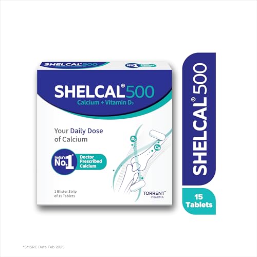 Image of Torrent Shelcal 500 Calcium Tablets With Vitamin D3, 60 Tablets 15 Tablets X Pack Of 4, Healthy And Strong Bone, Joint & Muscles, India's No.1 Doctor's Prescribed Calcium Supplement
