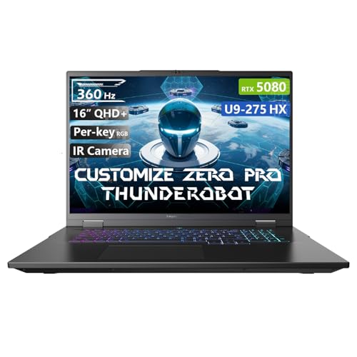 Image of PCONLINE Customized Laptop, Made with Thunderobot Zero 16 Pro RTX 5080 Gaming Laptop, 16 inch QHD+ 360Hz, Ultra 9 275HX, 32GB / 64GB DDR5 RAM, 1TB / 4TB PCIe SSD, Per-Key RGB, HD Camera, Win 11 Pro