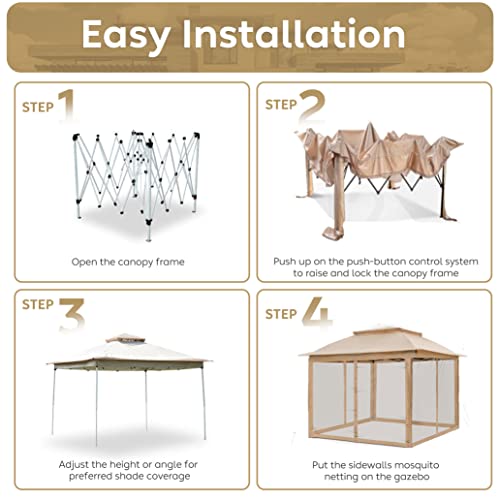 Harmon Wandyer 11'X11' Pop Up Gazebo With Mosquito Nettings, Outdoor Canopy Shelter For Garden Lawn Backyard, Patio Cover Outdoor Gazebo Pergola Grill Party Gazebo #TOP2