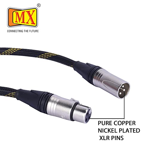 Image of MX xlr male to female microphone cable wire 3 pin mic cable microphone cord wire mic cable 5 meter for Guitar Audio Speaker Cable Multicolor (Xlr Male to Female Cable, 1.5 MTR)