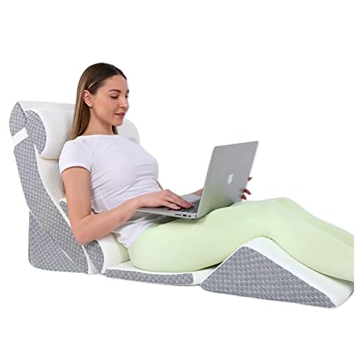 Ganaver 6Pcs Wedge Pillow for Sleeping, Orthopedic Bed Wedge Pillows for After Surgery, Foam Sit Up Pillow Wedge for Back, Shoulder Support, Leg Elevation, Acid Reflux, Gerd, Snoring White Grey
