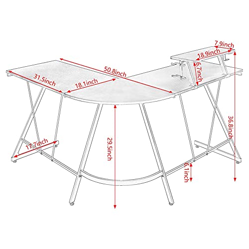 Mr Ironstone L-Shaped Desk 50.8" & Computer Desk 31" #TOP2