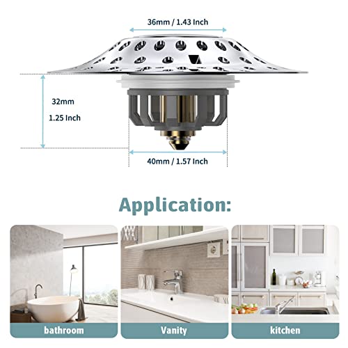 Bathtub Stopper With Shower Drain Hair Catcher, 2 In 1 Double Anti-Clogging Design Tub Drain Stoppers, Pop Up Tub Drain Stopper For 1.6Inch - 2.0Inch Drain Hole #TOP5
