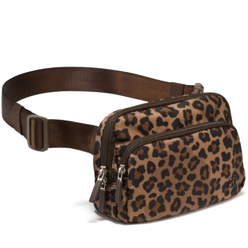 Image of Pander Nylon Crossbody Belt Bag with Excess Strap Keepers, 6-Pocket Adjustable Sling Fanny Pack for Travel and Everyday Carry, Leopard Multi