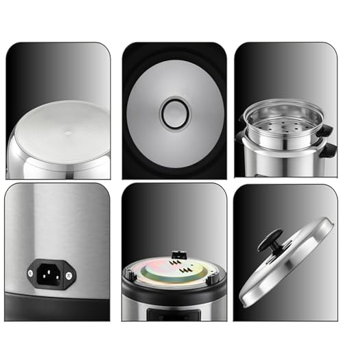 Cuociriso elettrico con funzione vapore, pentola interna in acciaio inox 304, funzione di mantenimento del calore, include accessori per una preparazione versatile dei pasti