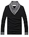 L'ASHER Men Summer Fashion Button V Neck Slim Muscle Tops Tee T Shirt Tshirt (US XS/Asia Tag M, Black(Long Sleeve))