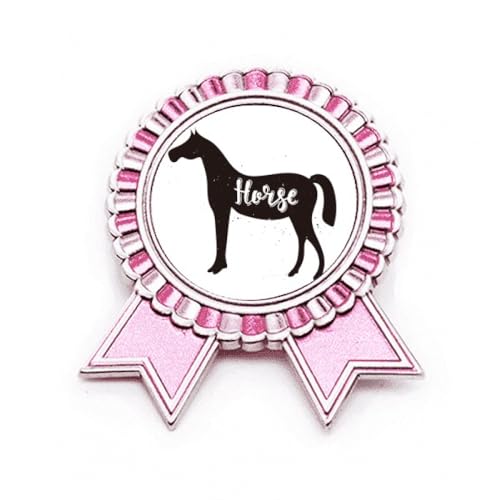 Pin's cheval noir et blanc en métal rose M le cadeau idéal pour cavalière