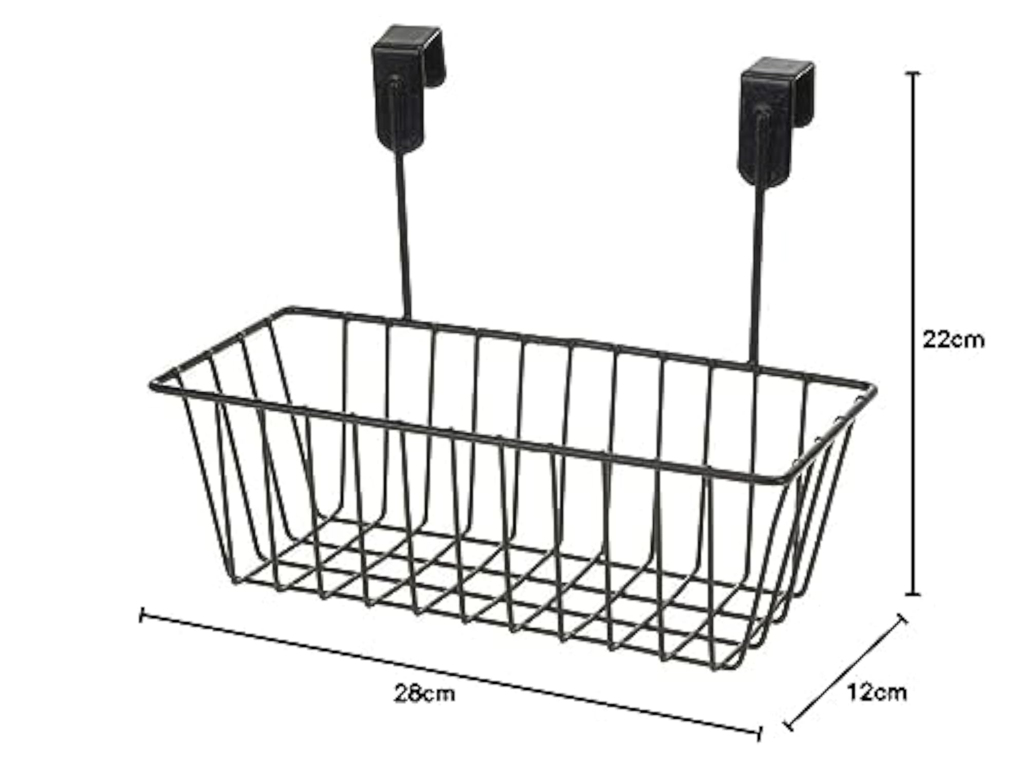 Metal Over Door Hanging Basket Cabinet Storage Organizer, Black