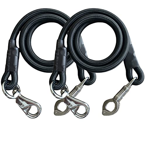 Majestic Ally Pack of 2, Bungee Trailer Tie for Horse Haulage with Panic Snap and Bull Snap (Black) - Image 4