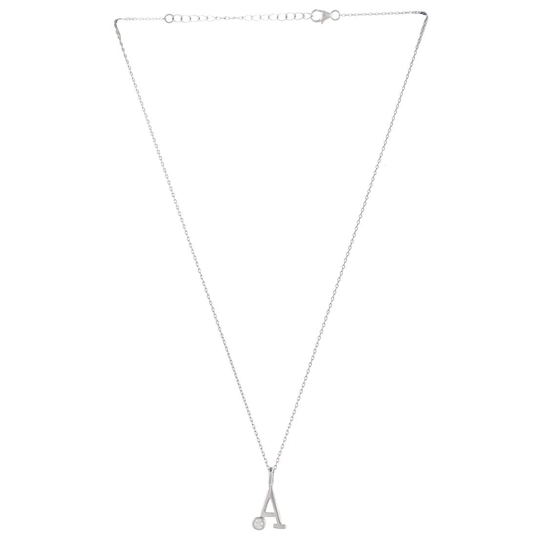 Alphabet A Round Cut CZ Pendant-image-10